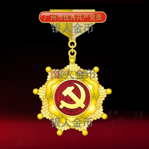 中共广州市委优秀共产党员奖章勋章证书