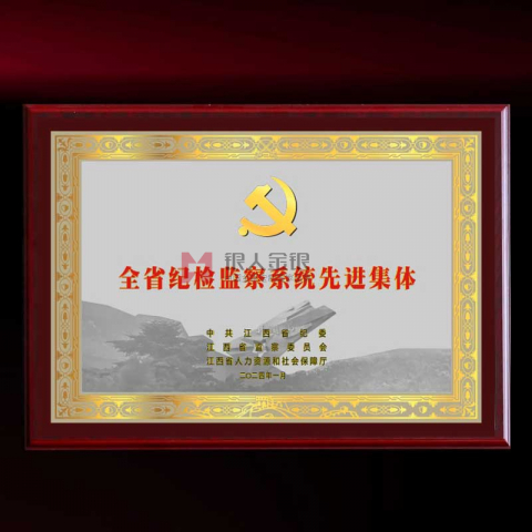 中共X省纪委监委先进集体奖牌定制