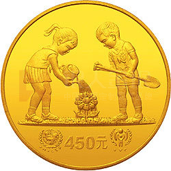 国际儿童年金银纪念币1/2盎司圆形金质纪念币