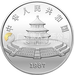 中国熊猫金币发行5周年纪念银币5盎司圆形银质纪念币
