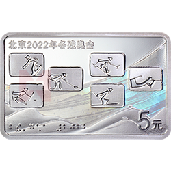 北京2022年冬残奥会金银纪念币15克长方形银质纪念币