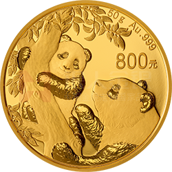 2021版熊猫金银纪念币50克圆形金质纪念币