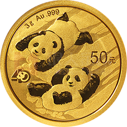 2022版熊猫贵金属纪念币3克圆形金质纪念币