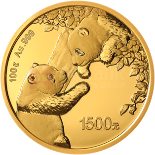 2023版熊猫贵金属纪念币100克圆形金质纪念币