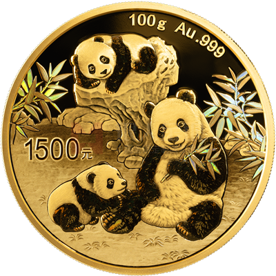 2025版熊猫100克精制金质纪念币